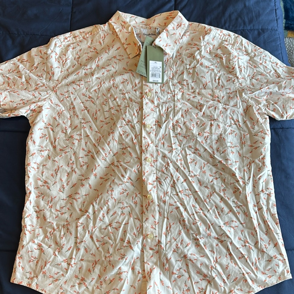 Goodfellow Cream Short Sleeve Button Down Shirt